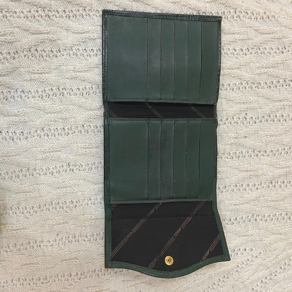 Vintage, Amity, Green Tooled Leather Compact Wallet