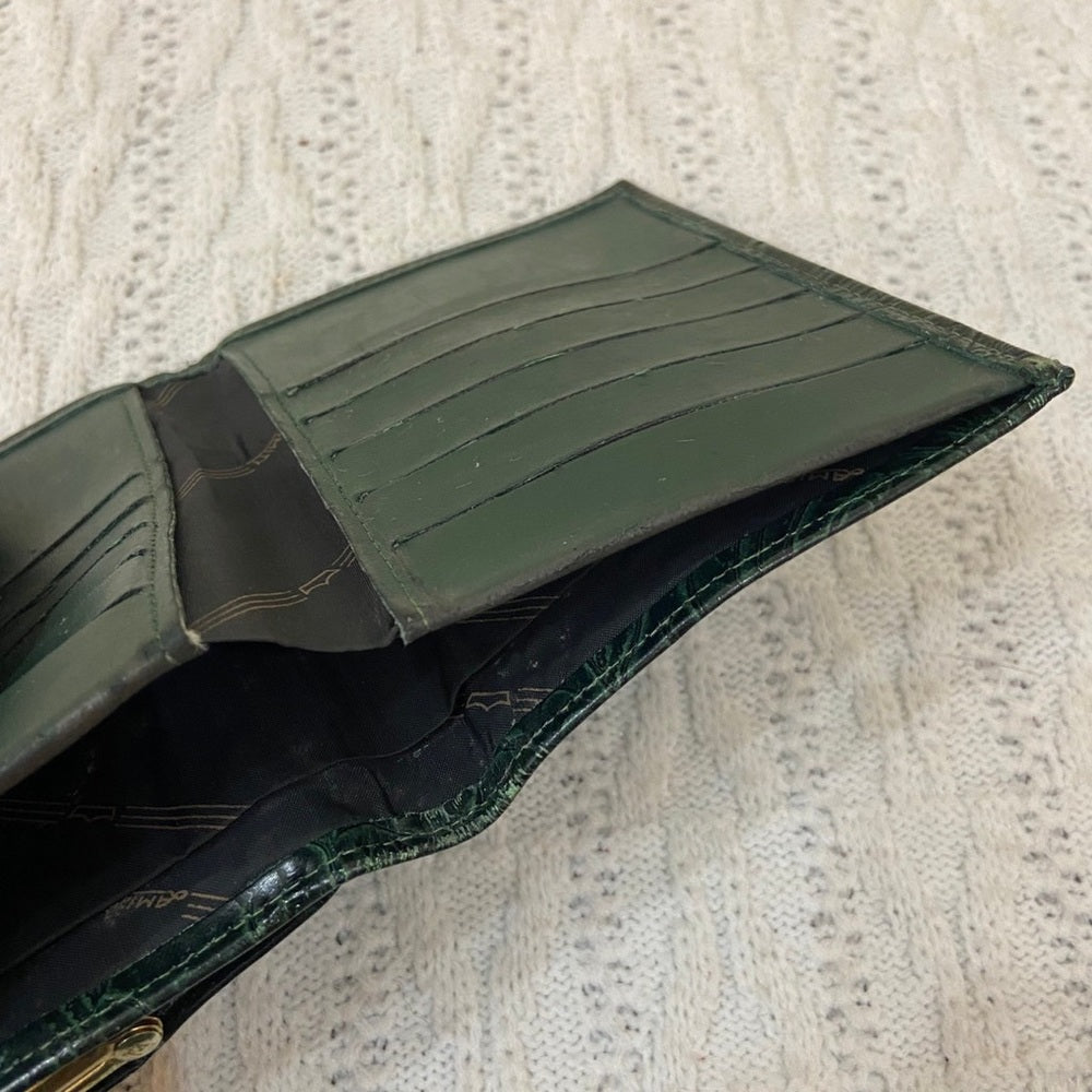 Vintage, Amity, Green Tooled Leather Compact Wallet