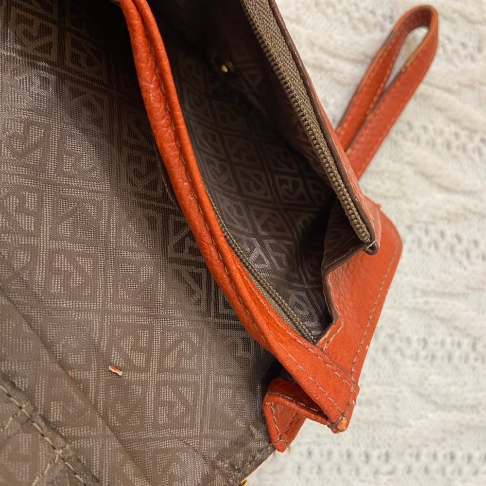 Vintage, Relic, Orange, Genuine Leather Compact Wallet-Wristlet