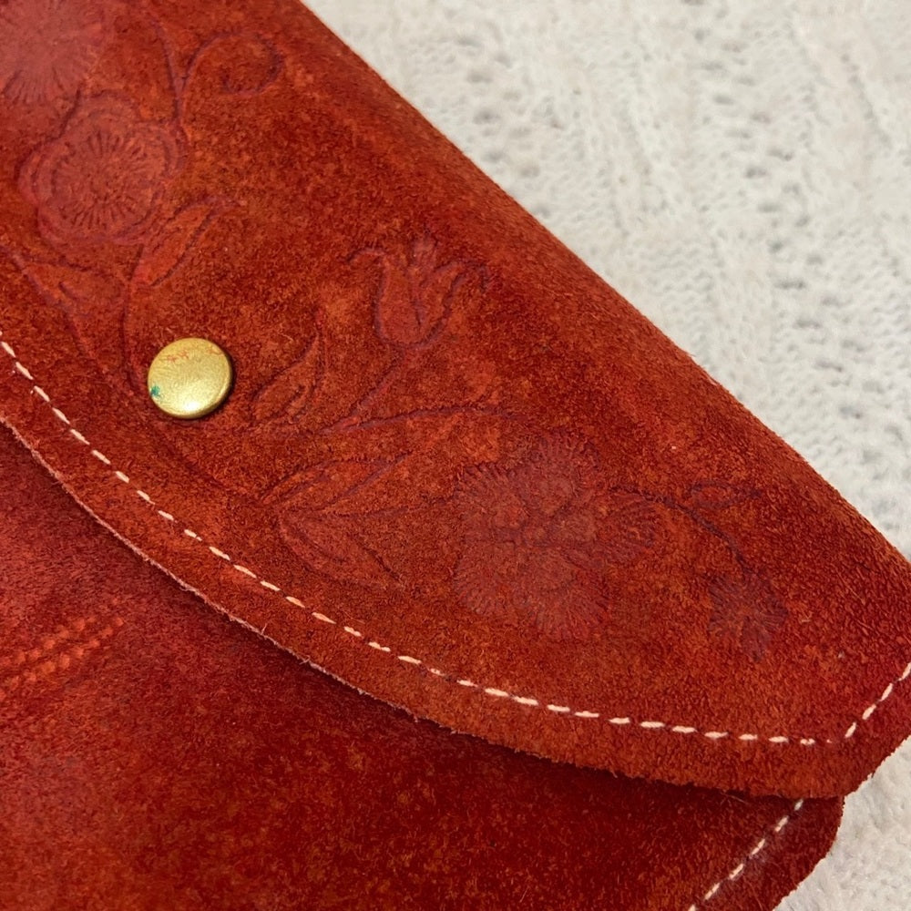 Vintage, Orange, Suede Leather, Long Wallet