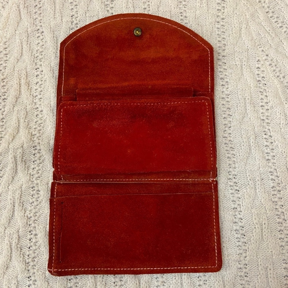 Vintage, Orange, Suede Leather, Long Wallet