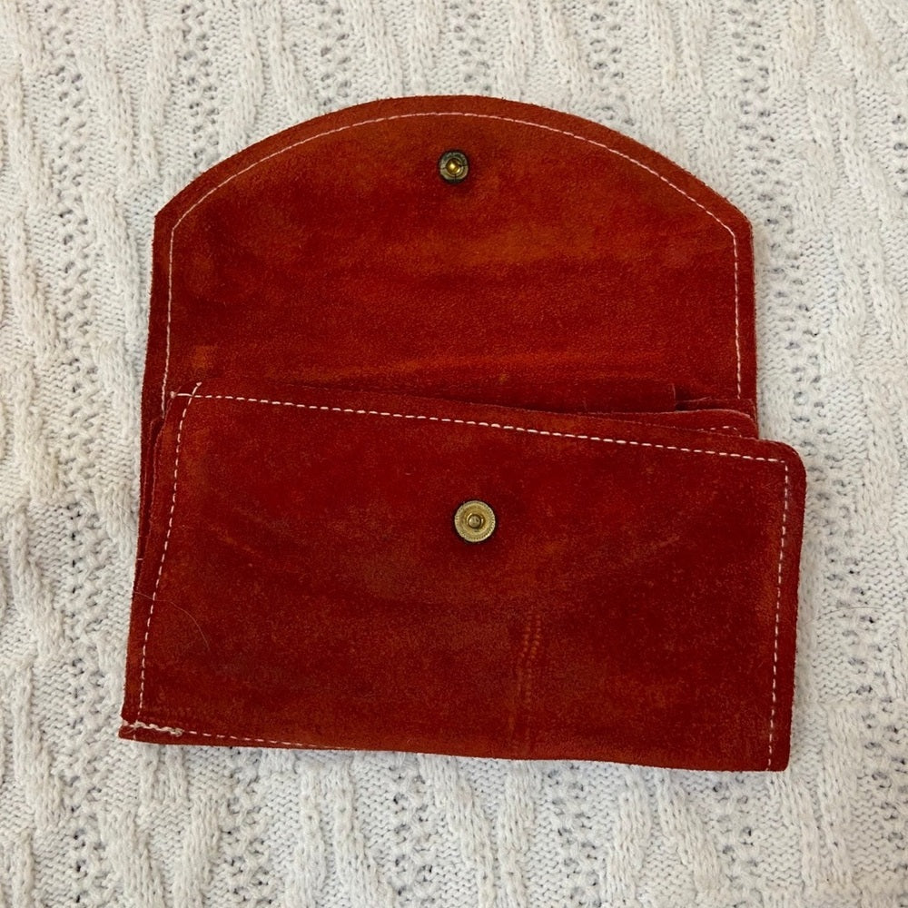 Vintage, Orange, Suede Leather, Long Wallet