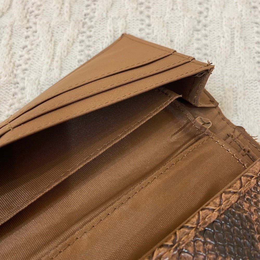 Vintage, Brown Faux Snakeskin Long Wallet