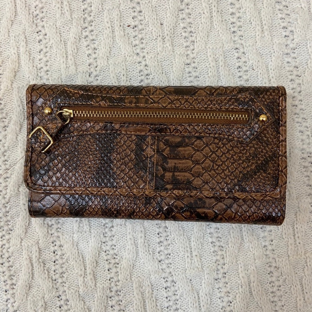 Vintage, Brown Faux Snakeskin Long Wallet