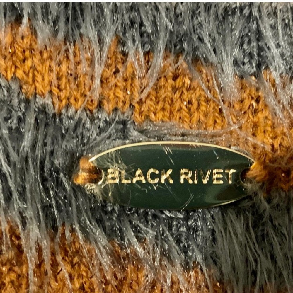 Black Rivet Wilson’s Leather Orange Gray Sweater Cardigan