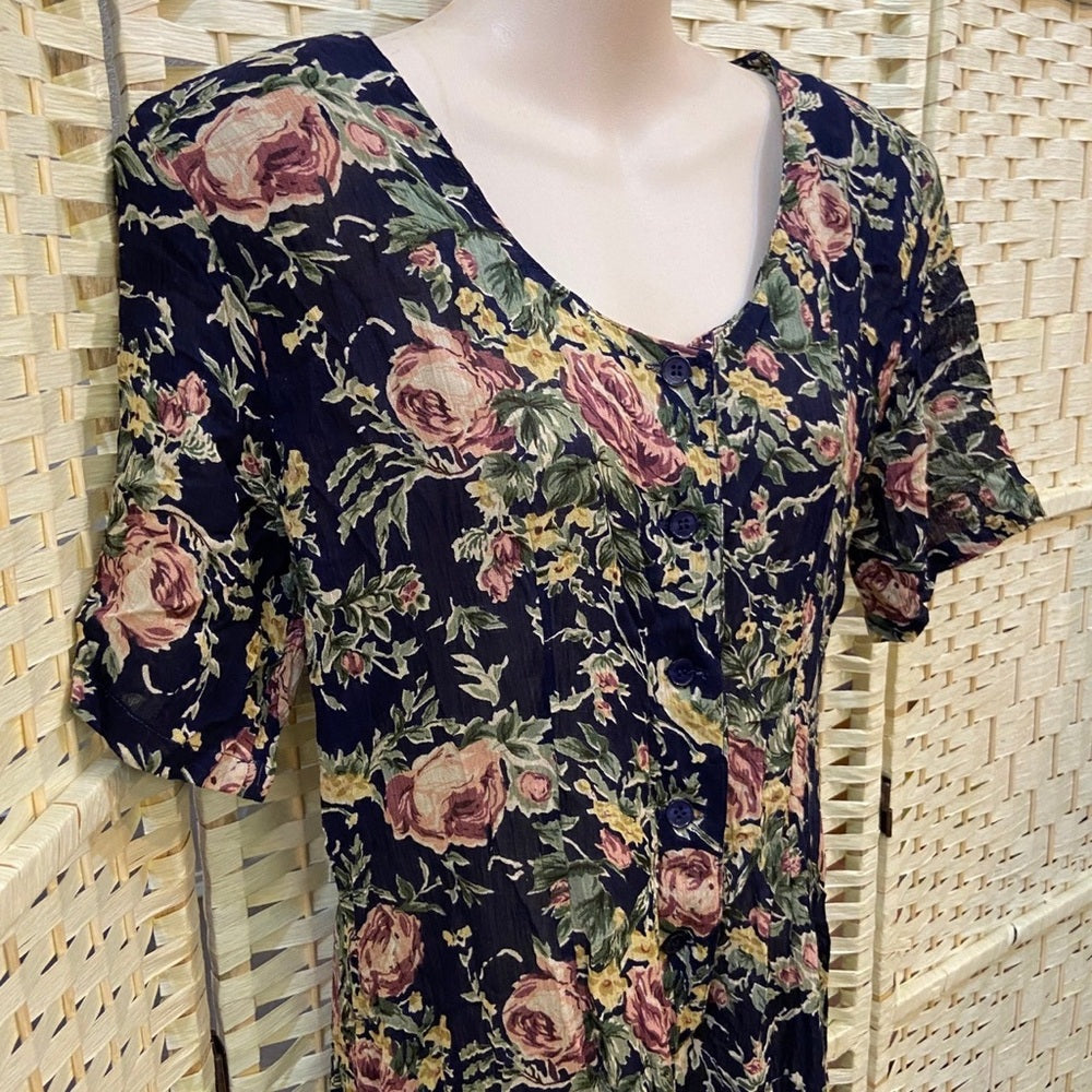 Vintage, Sophisticates By Jonathan Martin Printed Floral Jumper Dress. (S-M)