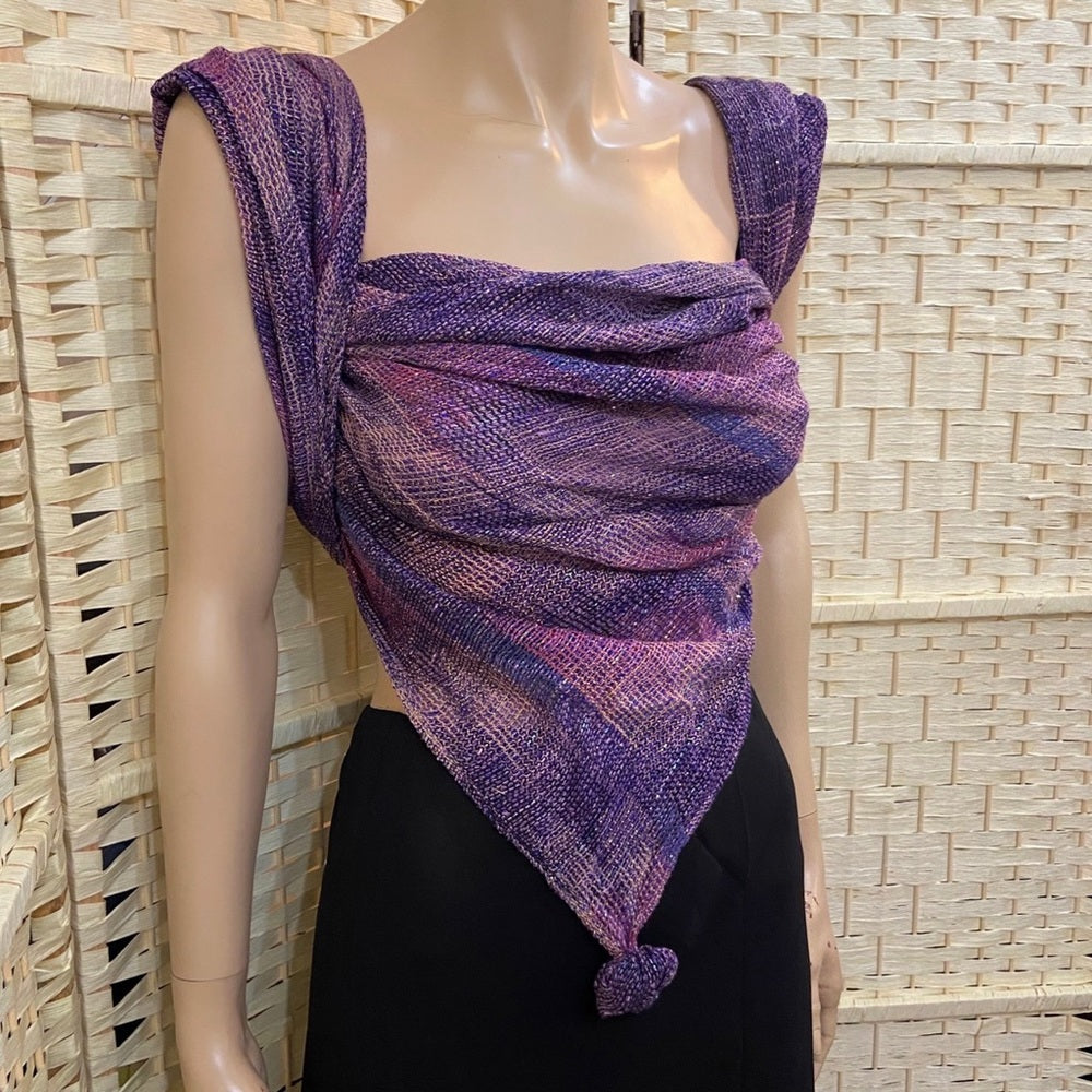 Narda's Purple, Shimmer, Knitted Shawl, Wrap, Scarf. etc