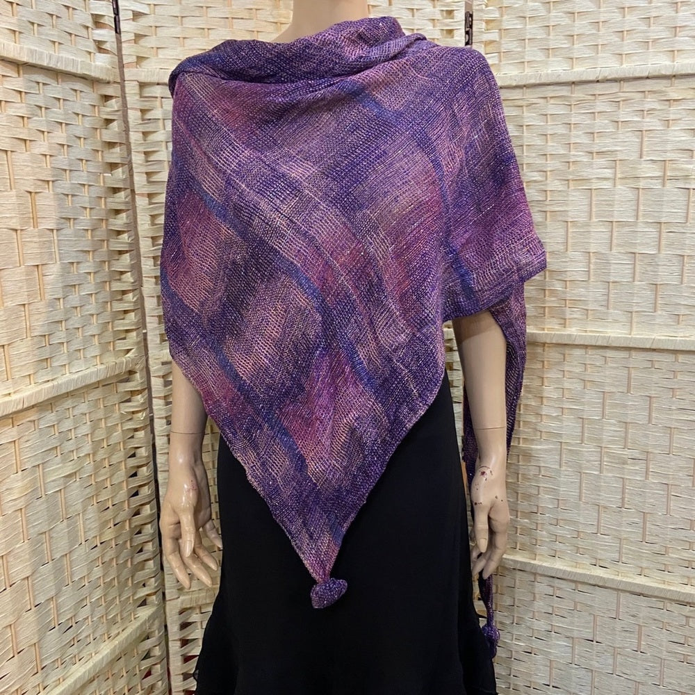 Narda's Purple, Shimmer, Knitted Shawl, Wrap, Scarf. etc