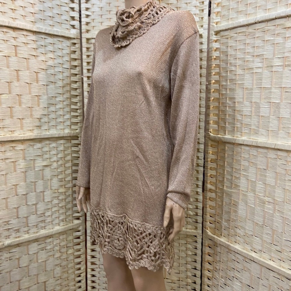 Vintage, Exclusively Misook Evening Gold Mini Dress Size-M-L