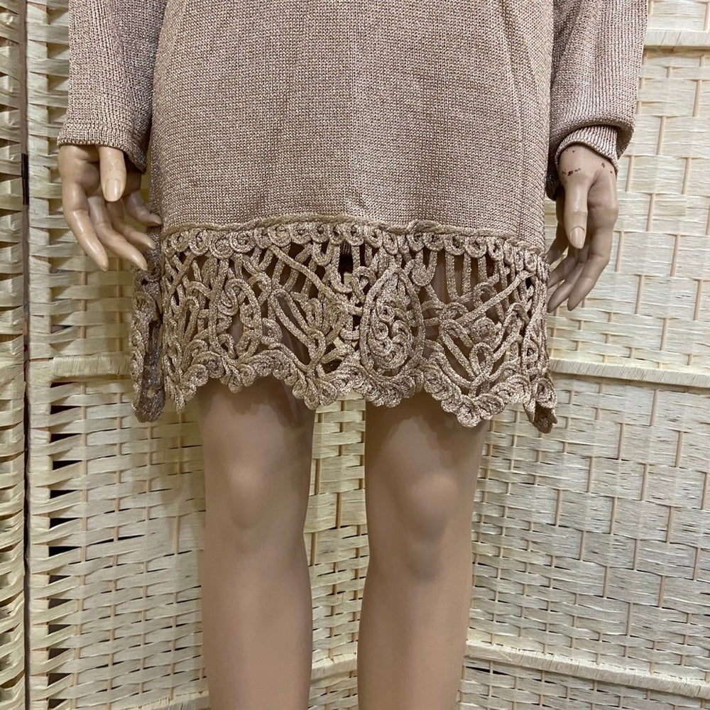 Vintage, Exclusively Misook Evening Gold Mini Dress Size-M-L