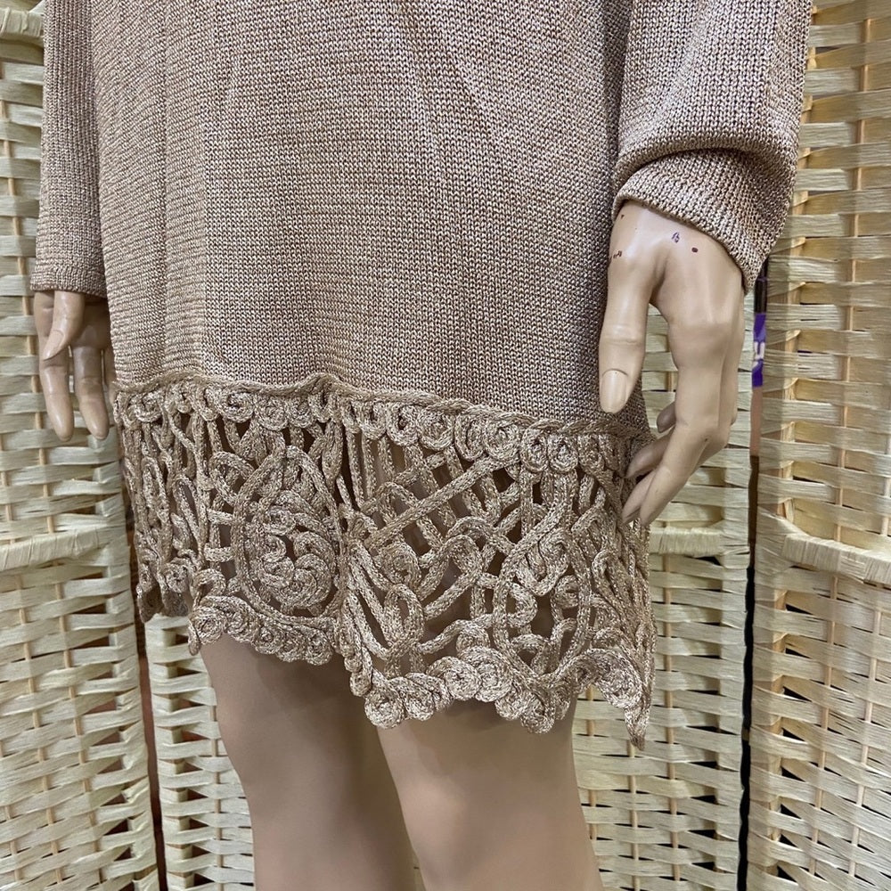 Vintage, Exclusively Misook Evening Gold Mini Dress Size-M-L