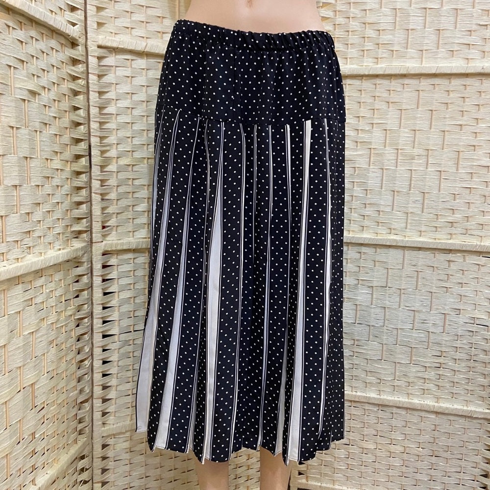 Vintage, Evanna Black and White Polka Dot Blouse and Skirt Set ( S-14)