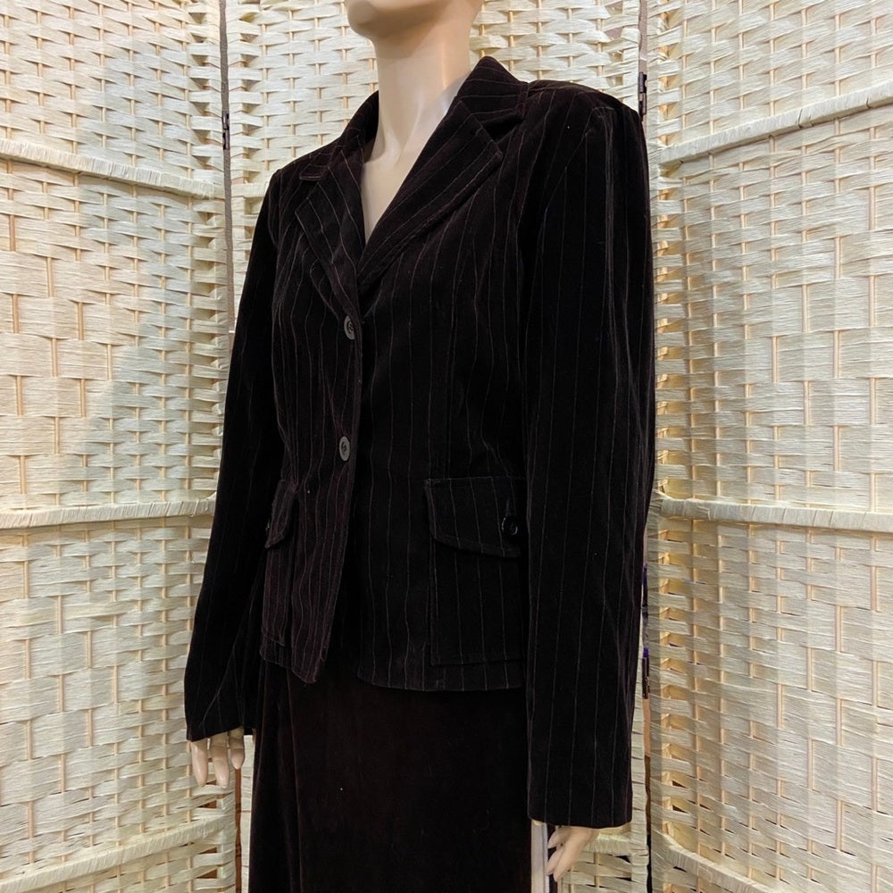 Studio 1940s, Brown Stripes Velvety Blazer Size XL