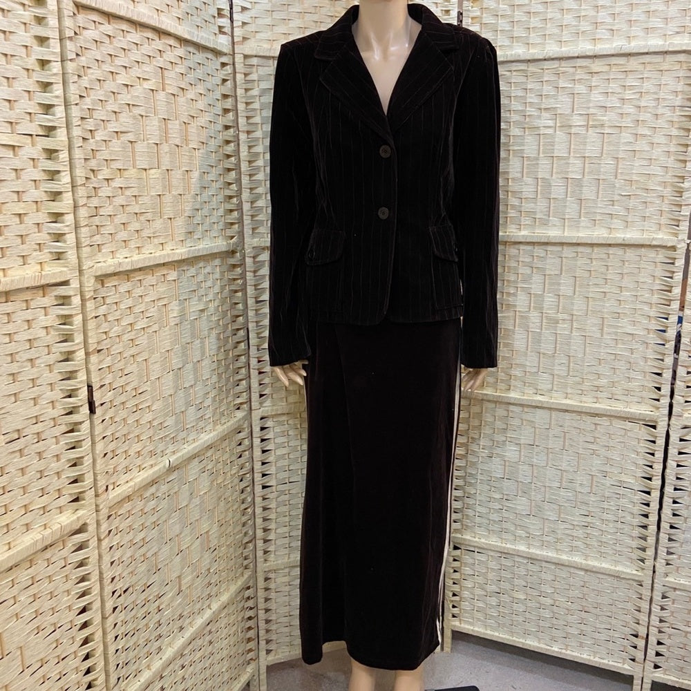 Studio 1940s, Brown Stripes Velvety Blazer Size XL