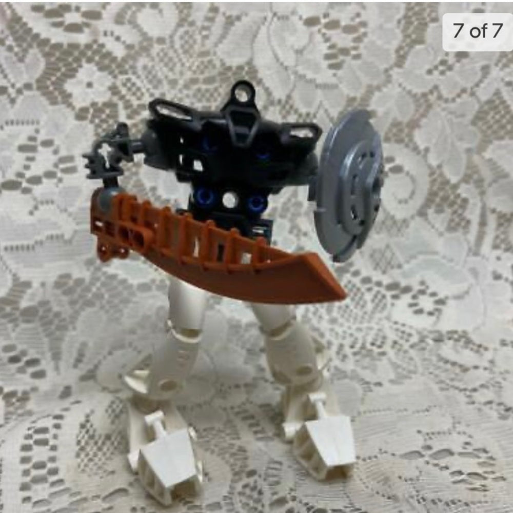 Vintage, Rare, Lego, Bionicle Action Figure with Sword and Shield 5in x 5in (B02