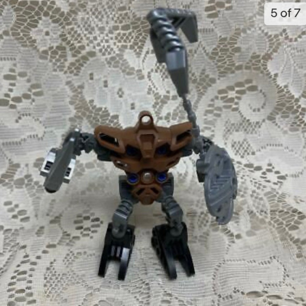 Vintage, Rare, Lego, Bionicle Action Figure with Shield and Weapon 4 5in x 5in