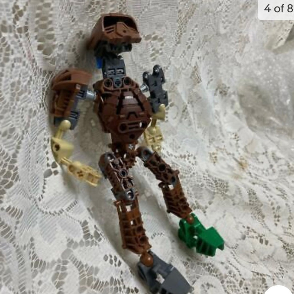 Vintage, Rare, Lego, Bionicle Brown and Yellow Action Figure 8in x 5in