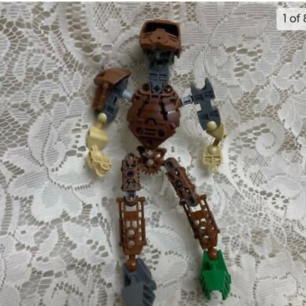 Vintage, Rare, Lego, Bionicle Brown and Yellow Action Figure 8in x 5in
