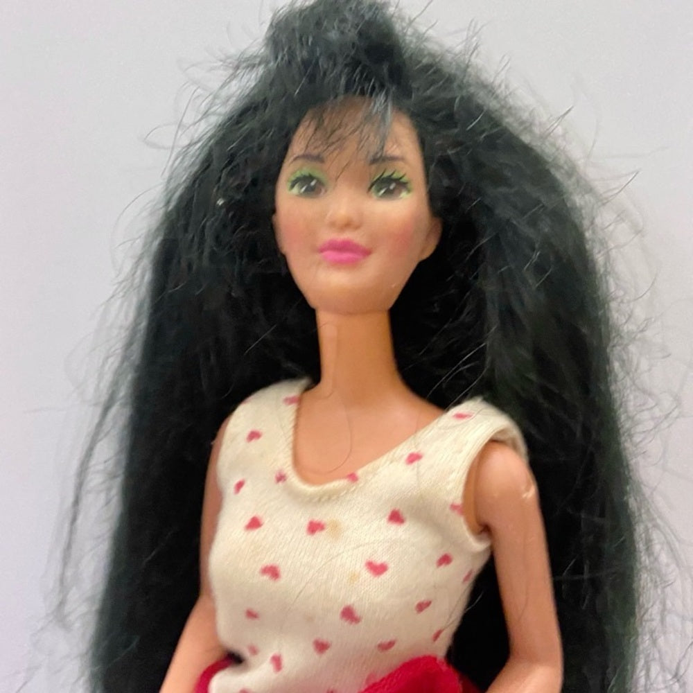 Vintage 1980s Mattel Barbie Doll in Original Red and White Polk Dot Gown