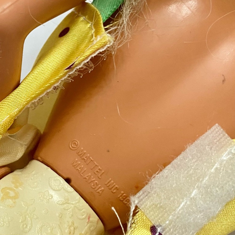 Vintage 1980s Mattel Barbie Doll in Yellow Mini Dress