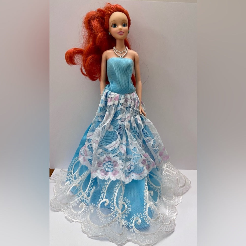 Vintage 1980s Mattel Barbie Doll in Elegant Blue Lacy Gown