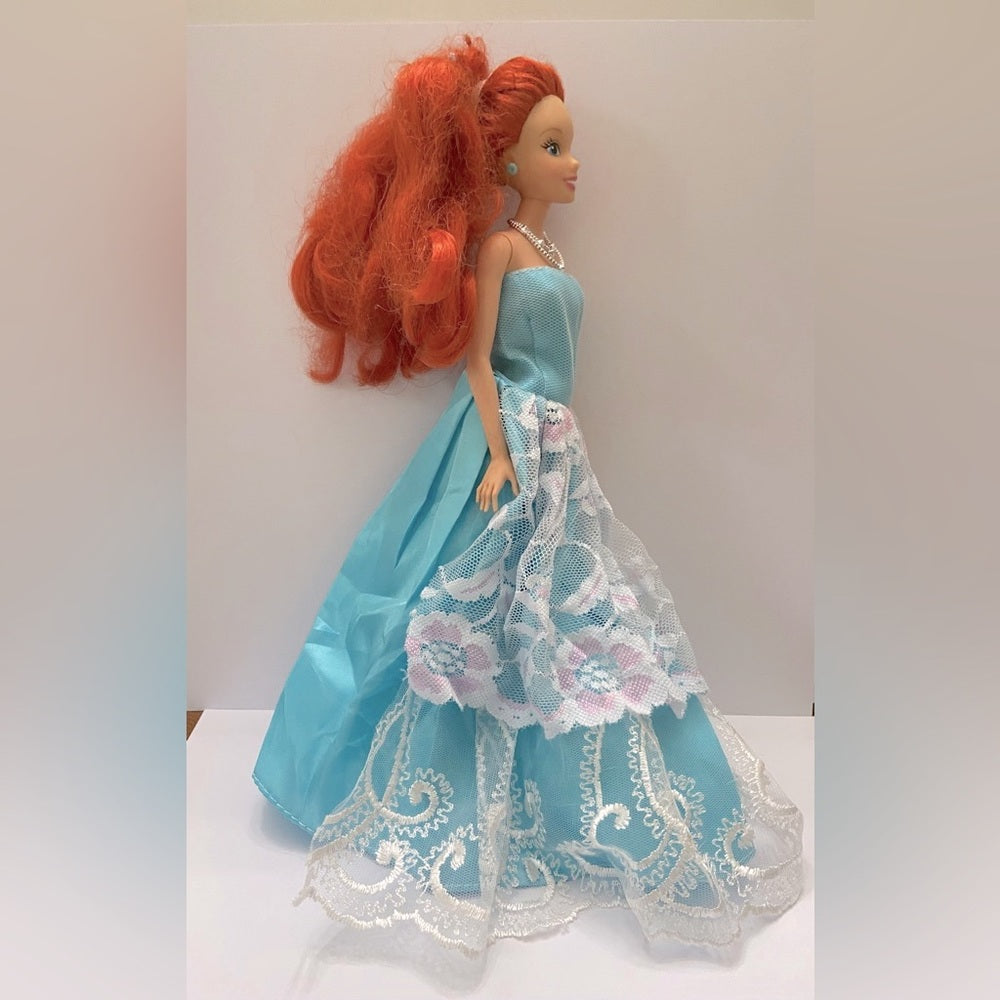 Vintage 1980s Mattel Barbie Doll in Elegant Blue Lacy Gown