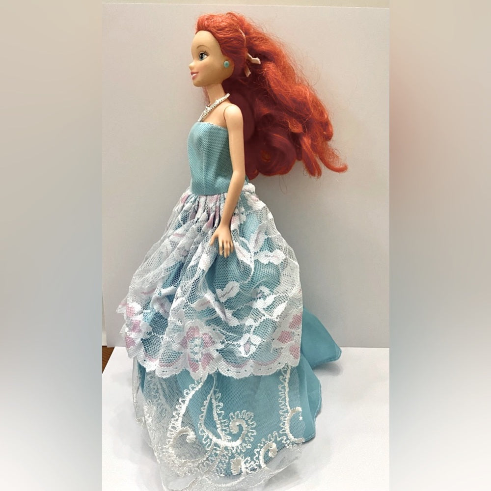 Vintage 1980s Mattel Barbie Doll in Elegant Blue Lacy Gown