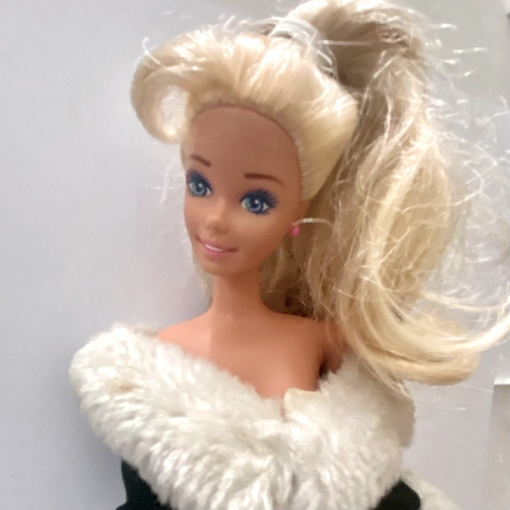 Vintage 1980s Mattel Barbie Doll in Elegant Green Velvet Gown