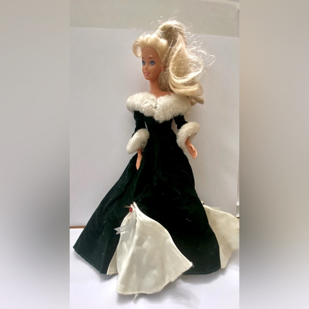 Vintage 1980s Mattel Barbie Doll in Elegant Green Velvet Gown