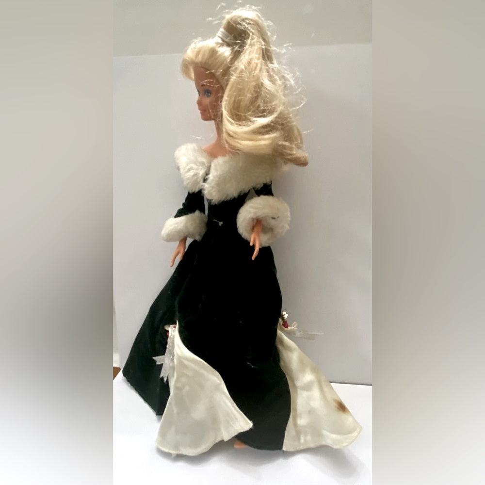 Vintage 1980s Mattel Barbie Doll in Elegant Green Velvet Gown