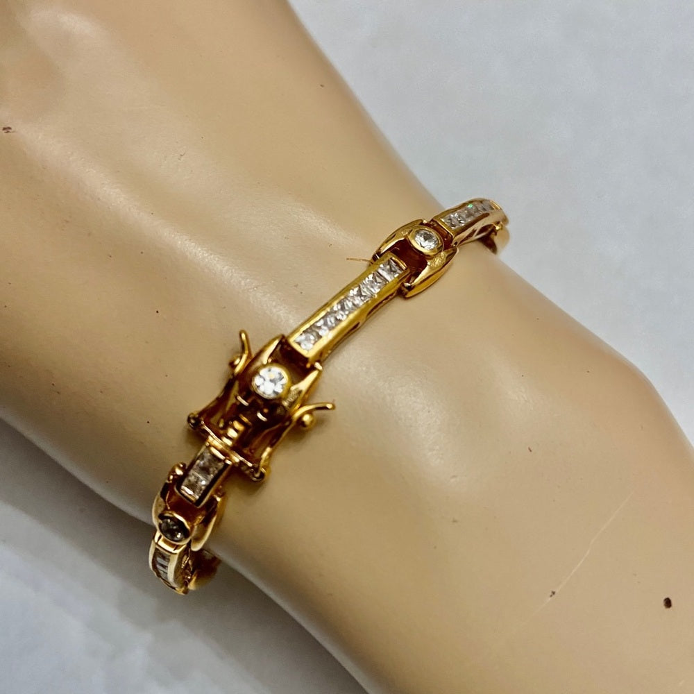 Vintage Elegant CZ Diamonds Vermeil or Gold over Sterling Silver Tennis Bracelet