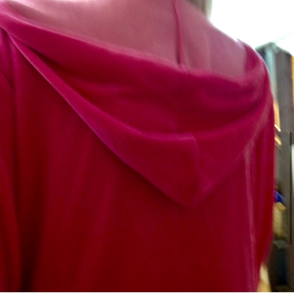 MKM Designs, Pink- Fuchsia, Hooded Velvet Zip Jacket (L)