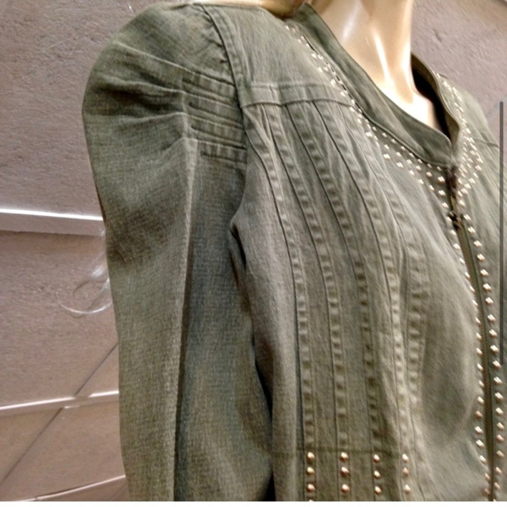 Vintage DG Diane Gillman Green Denim Blazer Jacket Size IX