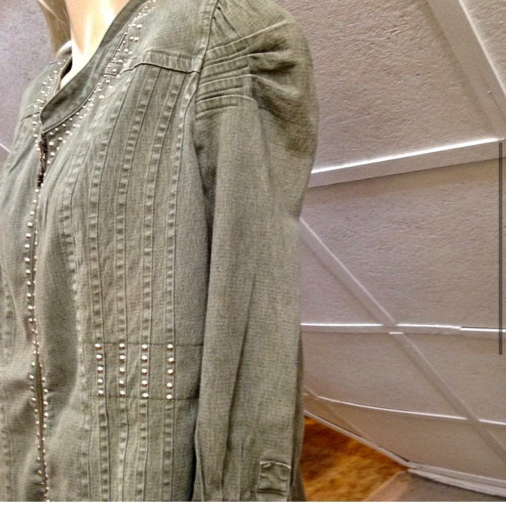 Vintage DG Diane Gillman Green Denim Blazer Jacket Size IX