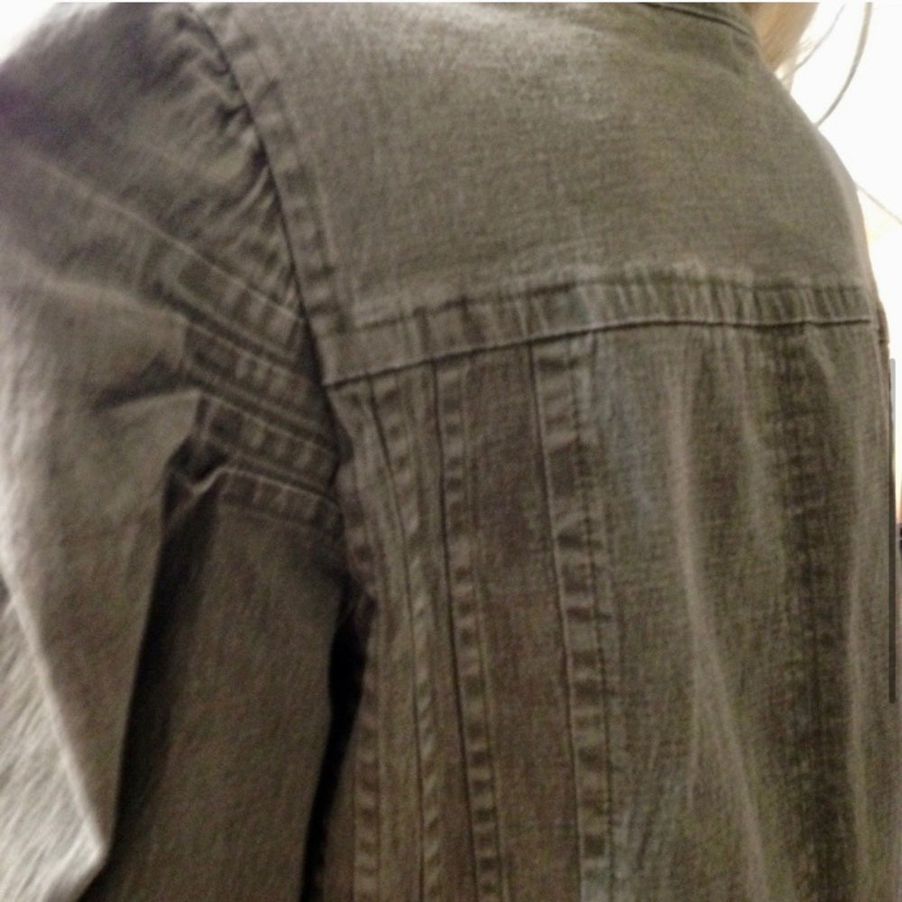 Vintage DG Diane Gillman Green Denim Blazer Jacket Size IX