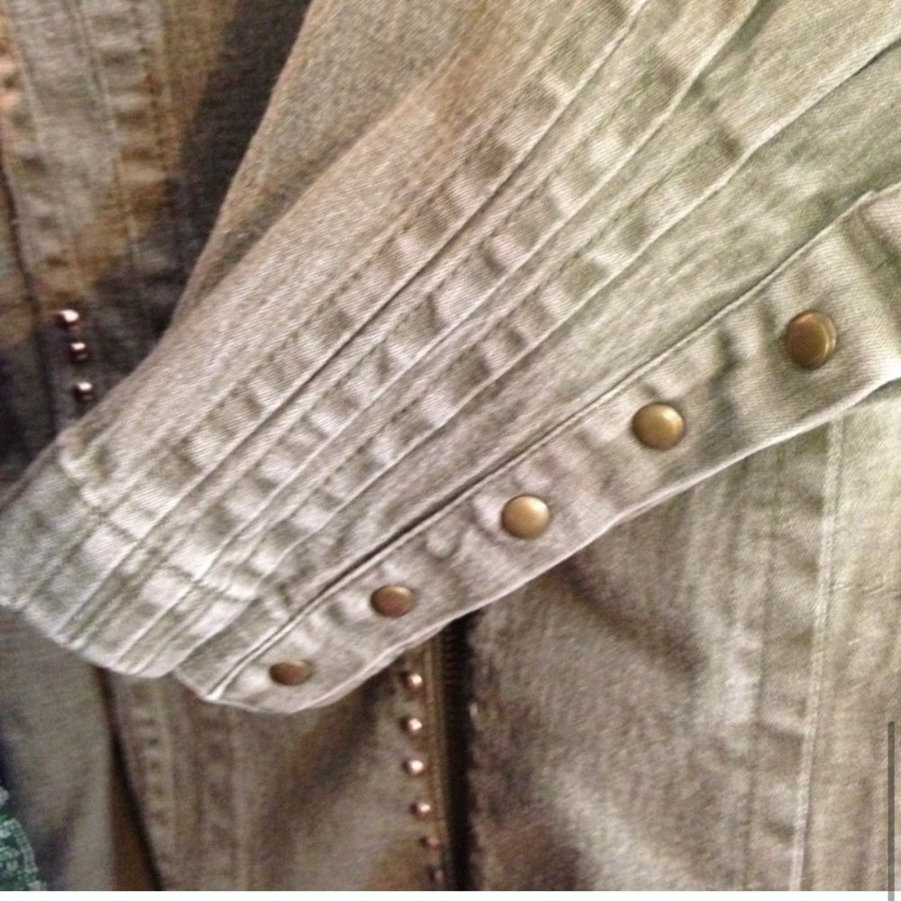 Vintage DG Diane Gillman Green Denim Blazer Jacket Size IX