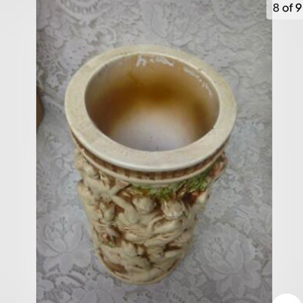 Vintage, Rare, Allegorical Tall Vase 11in x 5in
