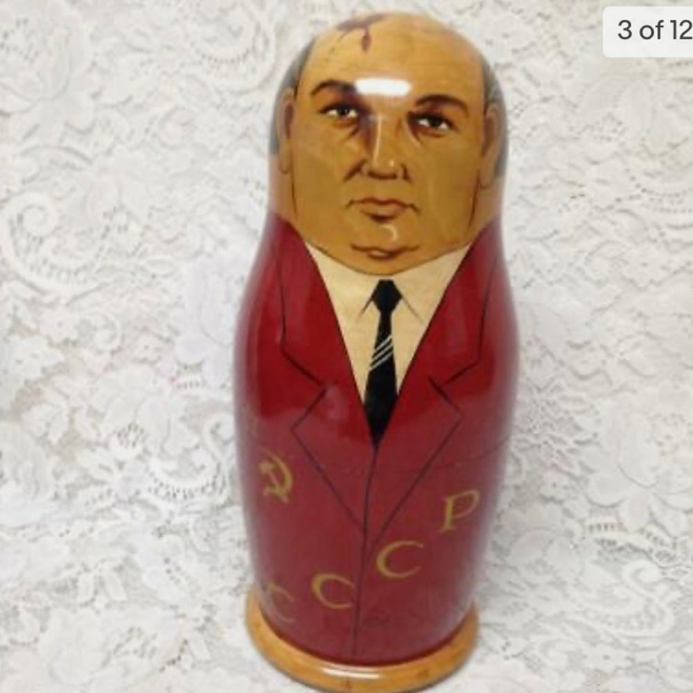 Handpainted High End Set of 10pc Nesting Dolls- Russia’s Political Figures 13.5T