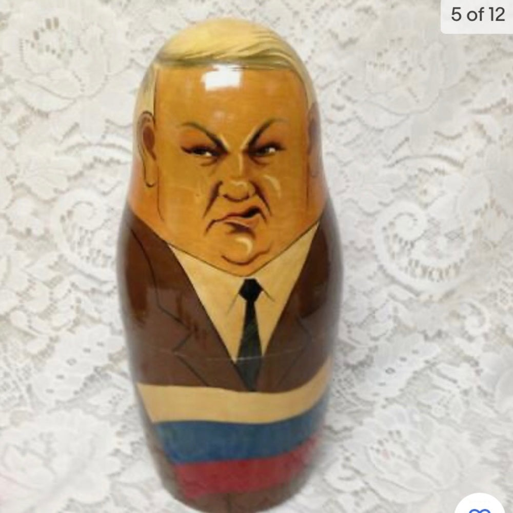 Handpainted High End Set of 10pc Nesting Dolls- Russia’s Political Figures 13.5T