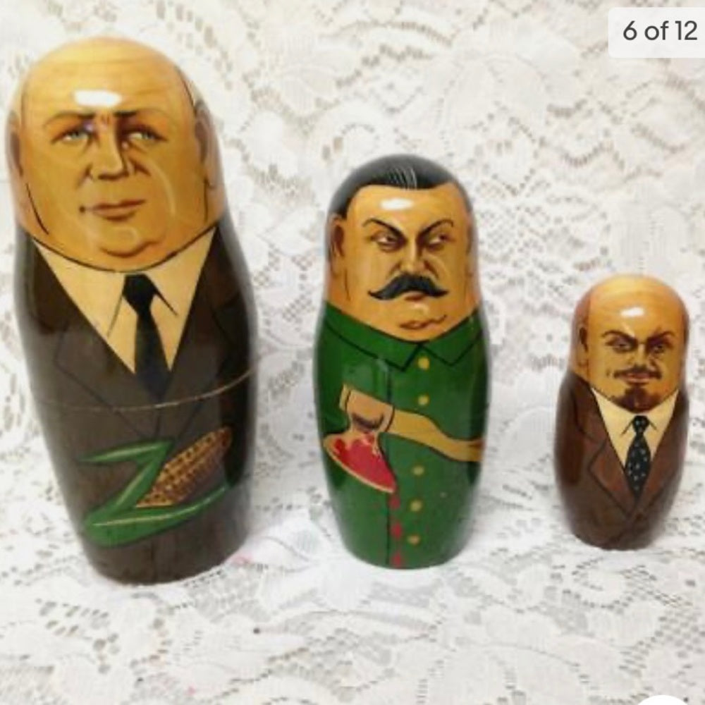 Handpainted High End Set of 10pc Nesting Dolls- Russia’s Political Figures 13.5T
