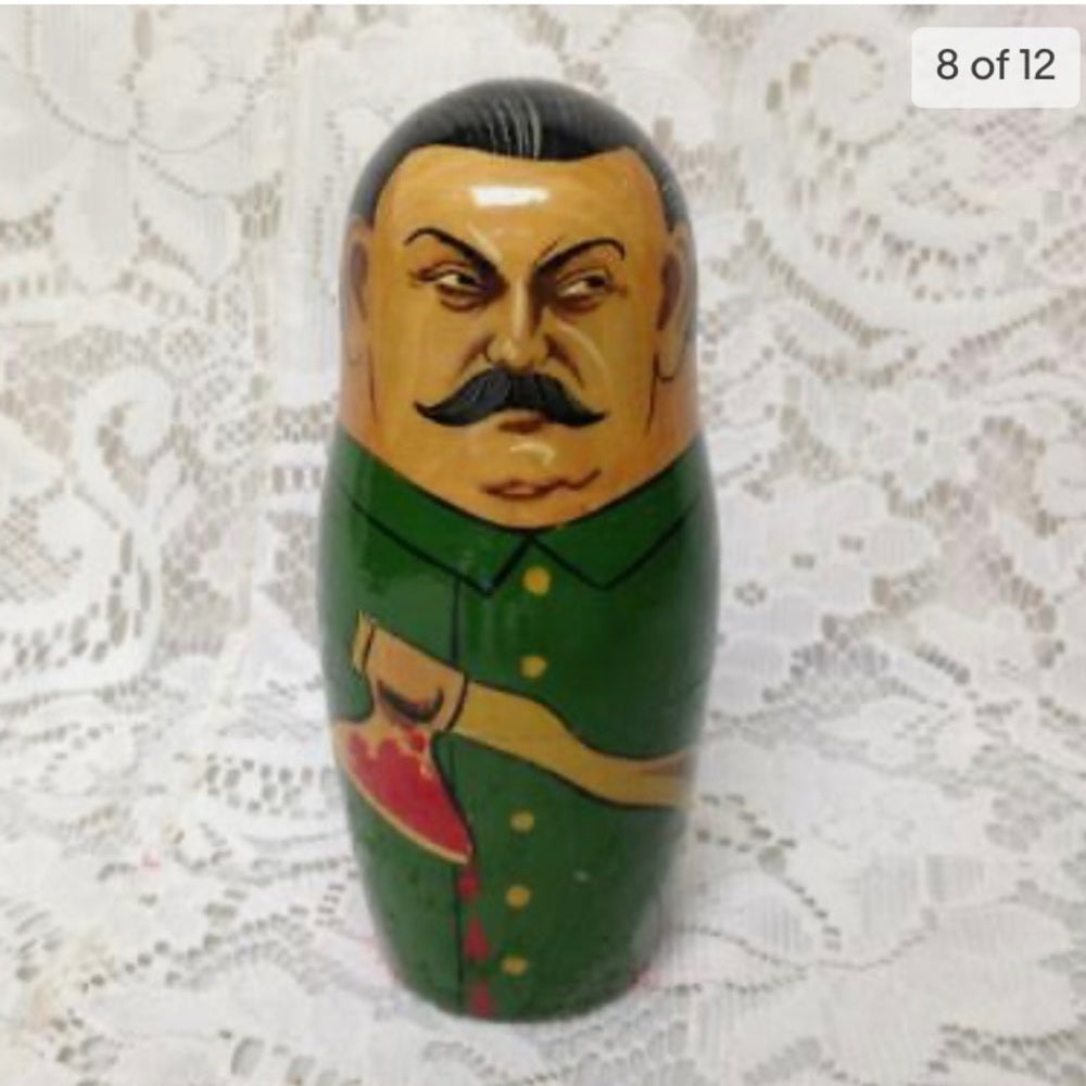 Handpainted High End Set of 10pc Nesting Dolls- Russia’s Political Figures 13.5T