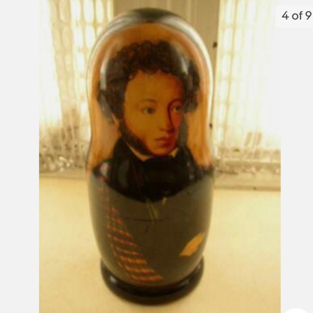 Handpainted, High End Set of 10pc Nesting Dolls- Russia’s Famous Poets- Authors