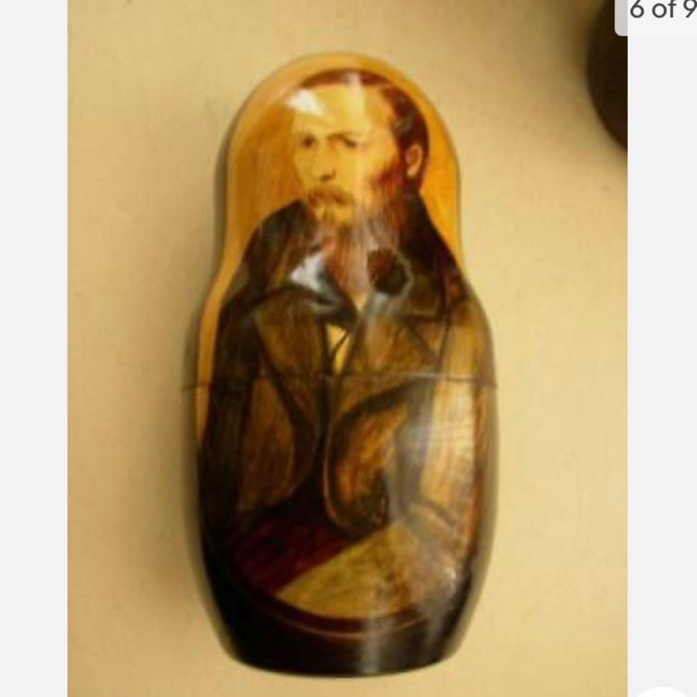 Handpainted, High End Set of 10pc Nesting Dolls- Russia’s Famous Poets- Authors