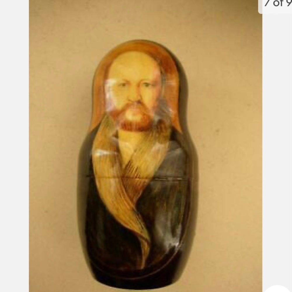 Handpainted, High End Set of 10pc Nesting Dolls- Russia’s Famous Poets- Authors