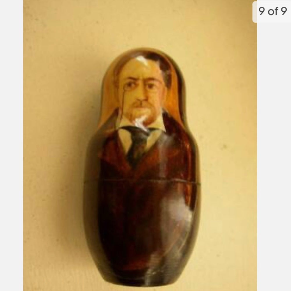 Handpainted, High End Set of 10pc Nesting Dolls- Russia’s Famous Poets- Authors