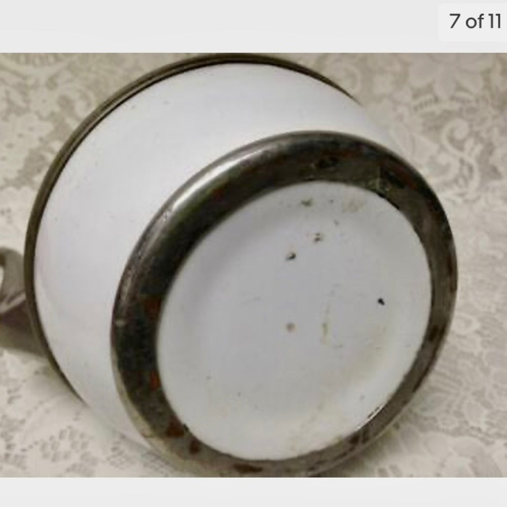 Antique, Enamelware-Pewter, XL Coffee-Teapot 12.5in H x 10.5in W x 6.5in