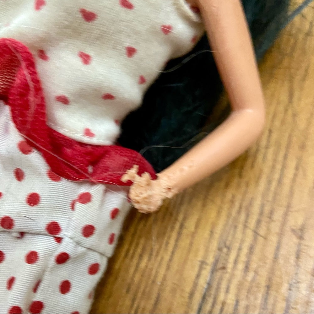 Vintage 1980s Mattel Barbie Doll in Original Red and White Polk Dot Gown