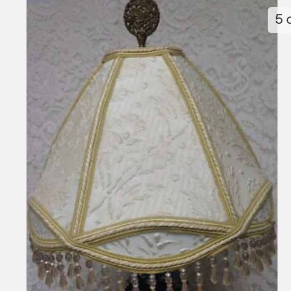 Vintage Royal Winton Variant Polychrome Willow Electric TableLamp 26T x 13.5 D