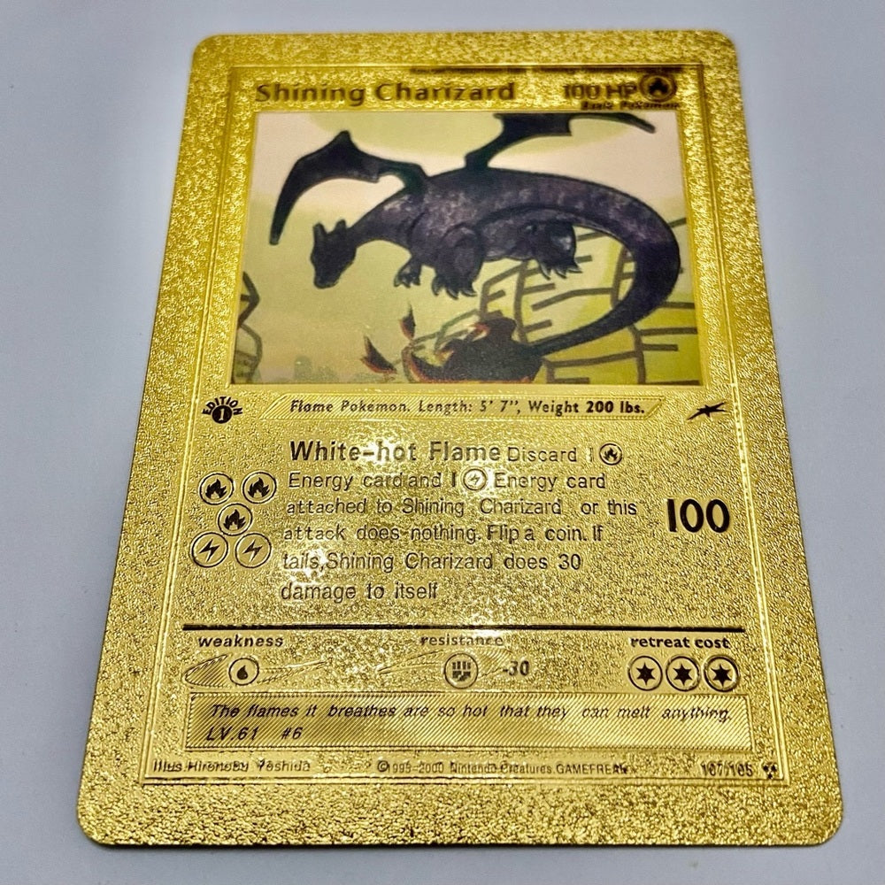 Lot (B): 3 Pokemon Reverse Holo Cards and 3 Pokemon Gold Fan Arts