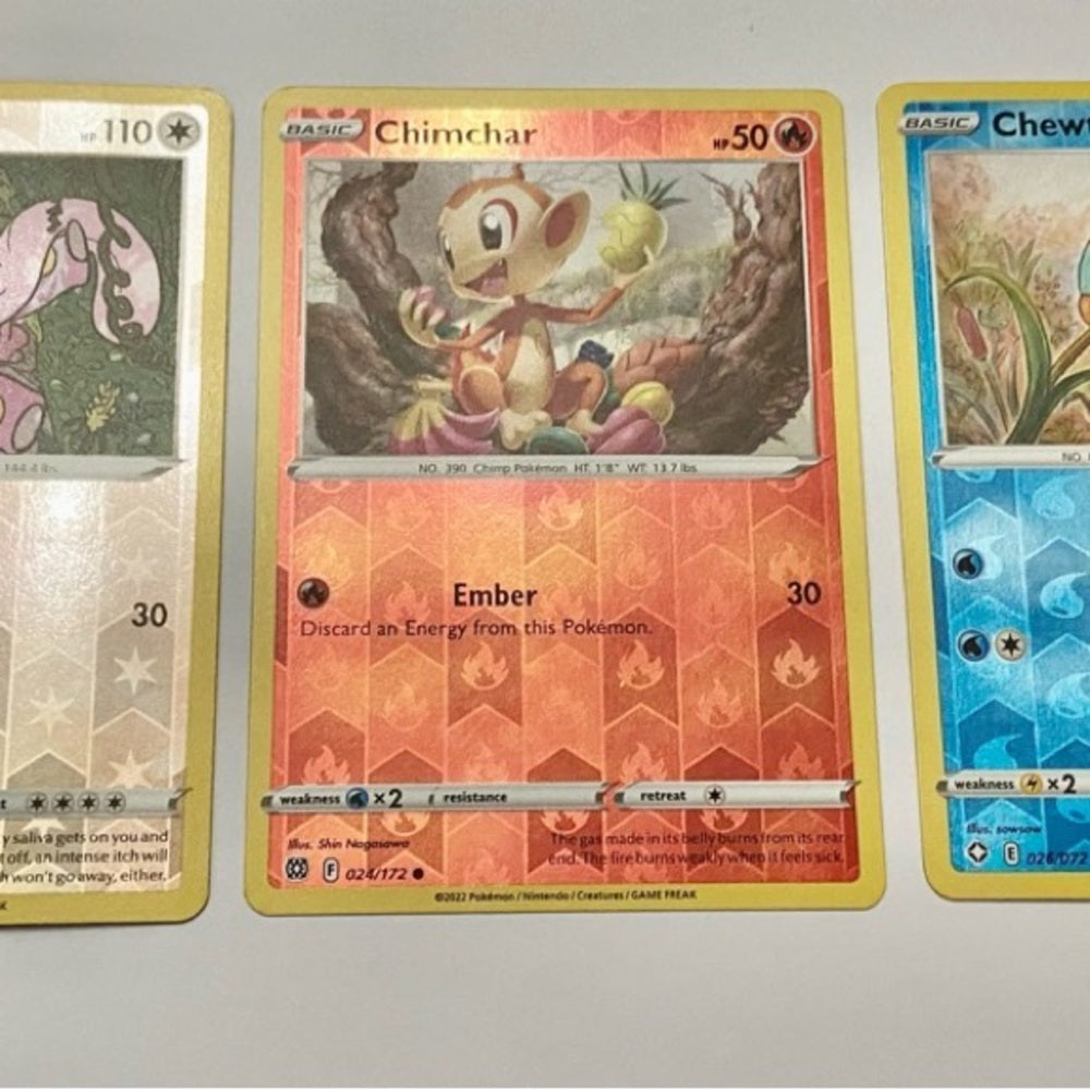 Lot (B): 3 Pokemon Reverse Holo Cards and 3 Pokemon Gold Fan Arts